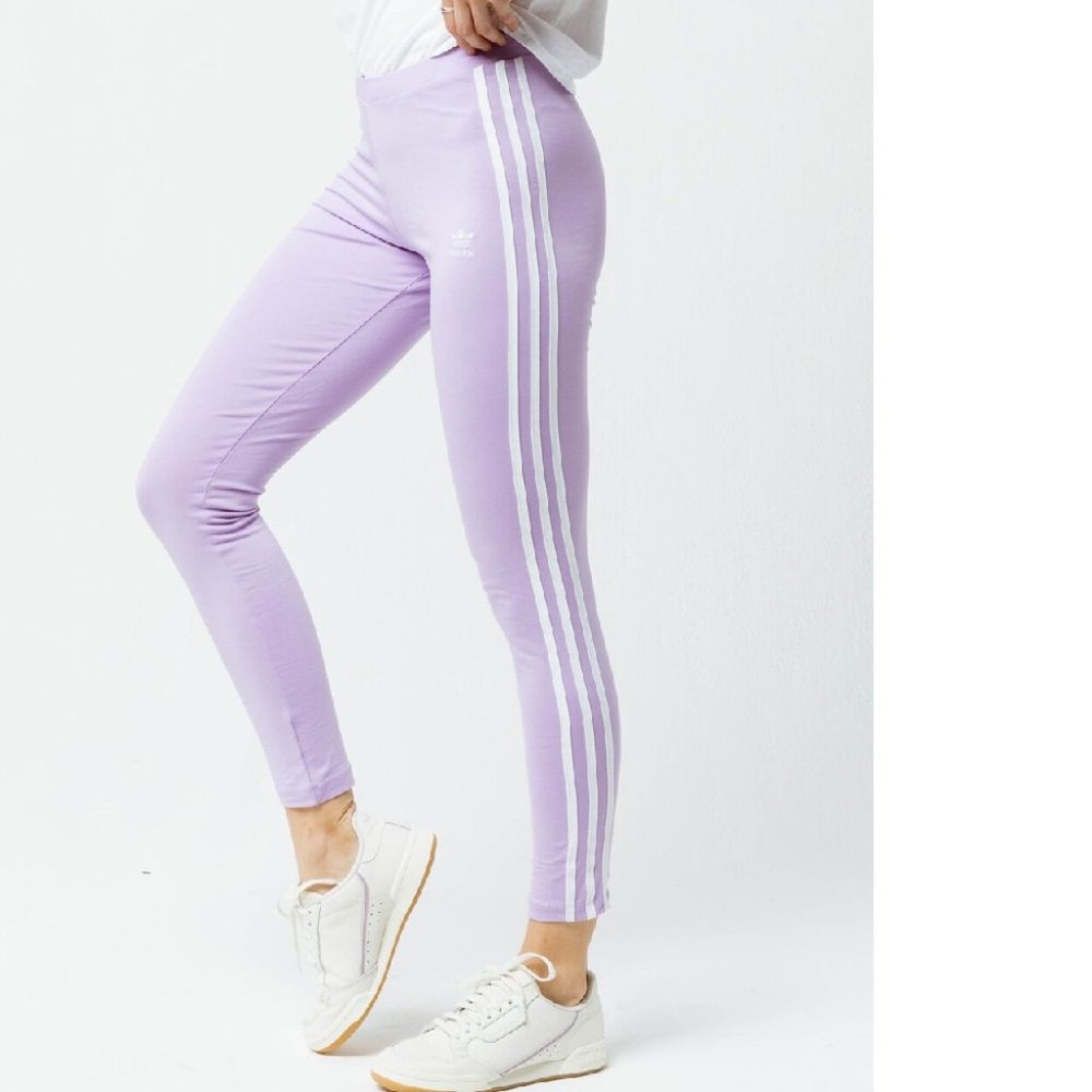 Adidas Women's 3 Stripe Purple Lilac Leggings Pants DV2610 Size M NWT Tights
